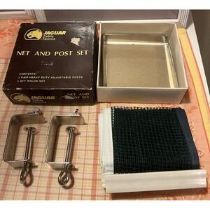 Vintage Jaguar Table Tennis Ping Ping Net and Post Set With Box Made in Taiwan‎